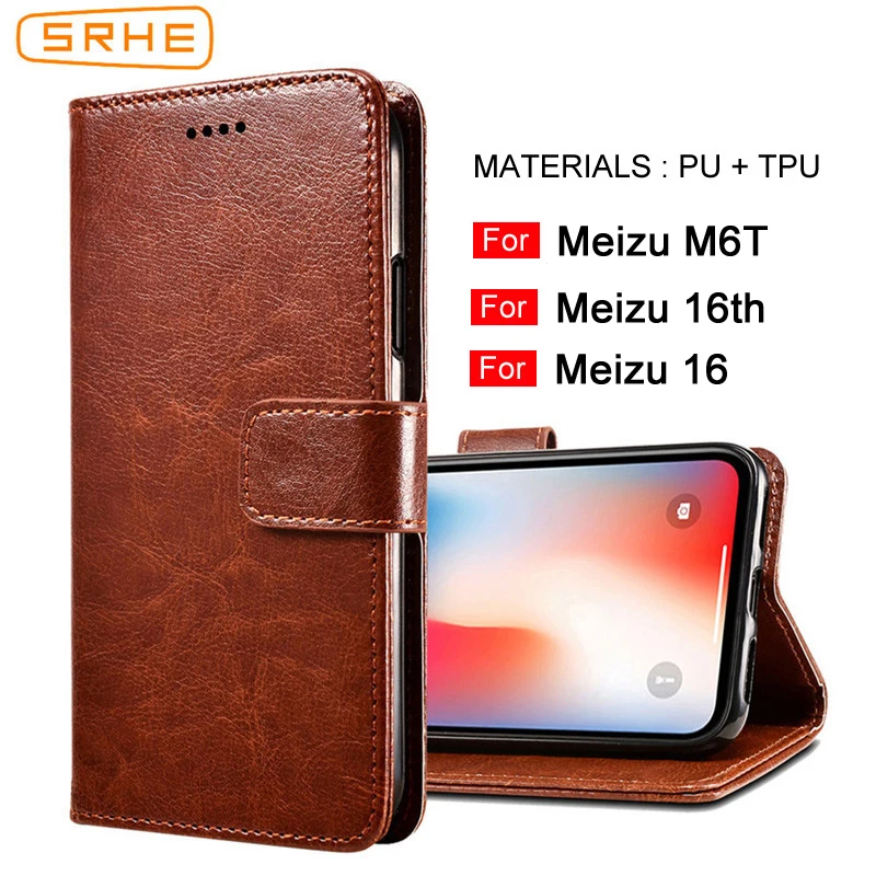 

SRHE Meizu 16th Case Cover For Meizu M6T Flip Leather Wallet Silicone Cover For Meizu 16 Plus Meizu 16 Case With Magnet Holder