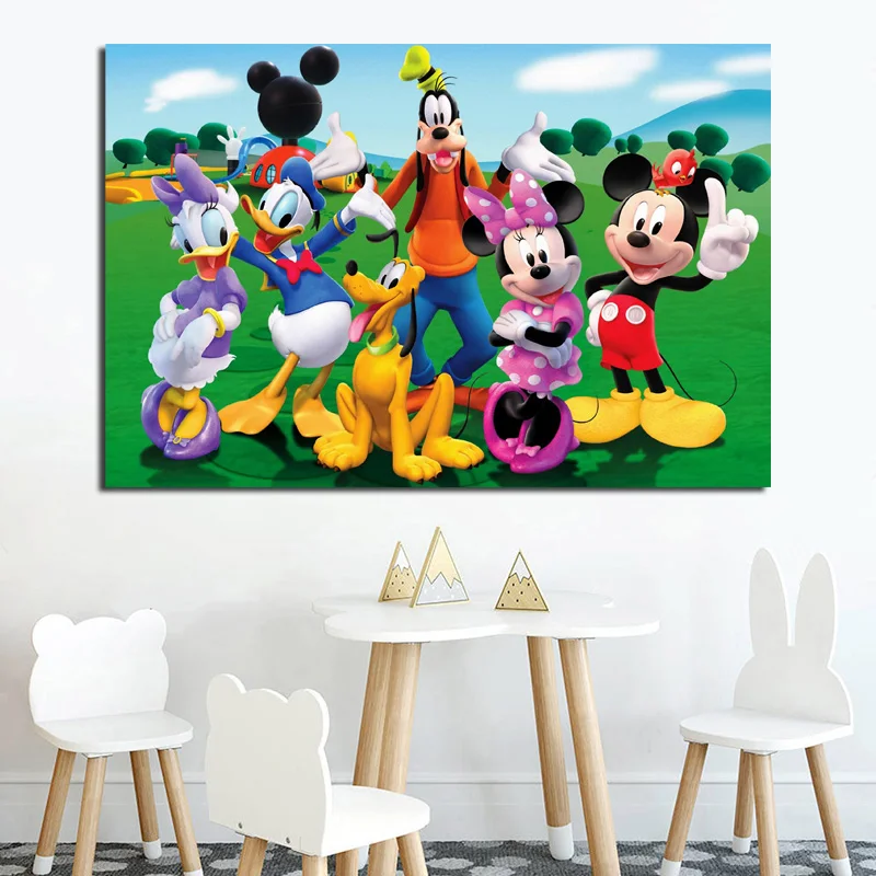 

Mickey Mouse Clubhouse Wallpaper Wall Art Canvas Poster And Print Canvas Painting Decorative Picture Nursery Bedroom Home Decor