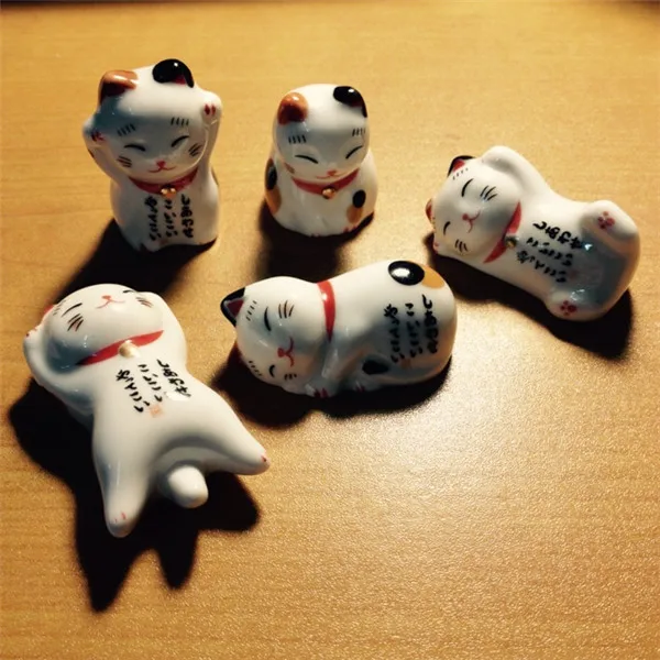 Plutus Lucky Wealth Cats Ceramic Chopsticks Rest Stand Rack Fruit Plate 6pcs - Customer Showcase 2