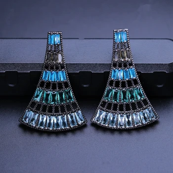 

Newranos Multicolor Boho Stud Earrings Geometric Crystal Stone Earrings Black Plated Brincos fr Wpmen Fashion Jewelry EFX0031352