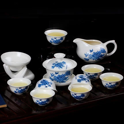 Чайный сервиз Gong fu cha, керамический чайник с чашкой fung fu, gaiwan, поднос для заварки, фарфоровая чайная чашка, набор чайников - Color: 12pcs type 3