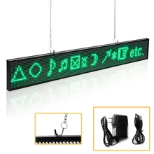 20 inches P5 SMD Led Sign Module Programmable Scrolling Message LED Display Board with Metal Chain,Green