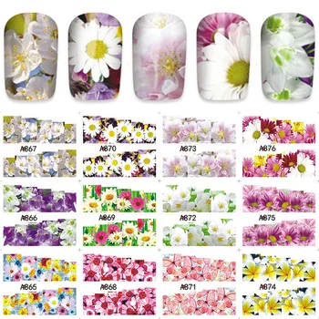 Charming Fantastic Flower Decals Nail Art Water Transfer Stickers 12pcs/Lot A865-876