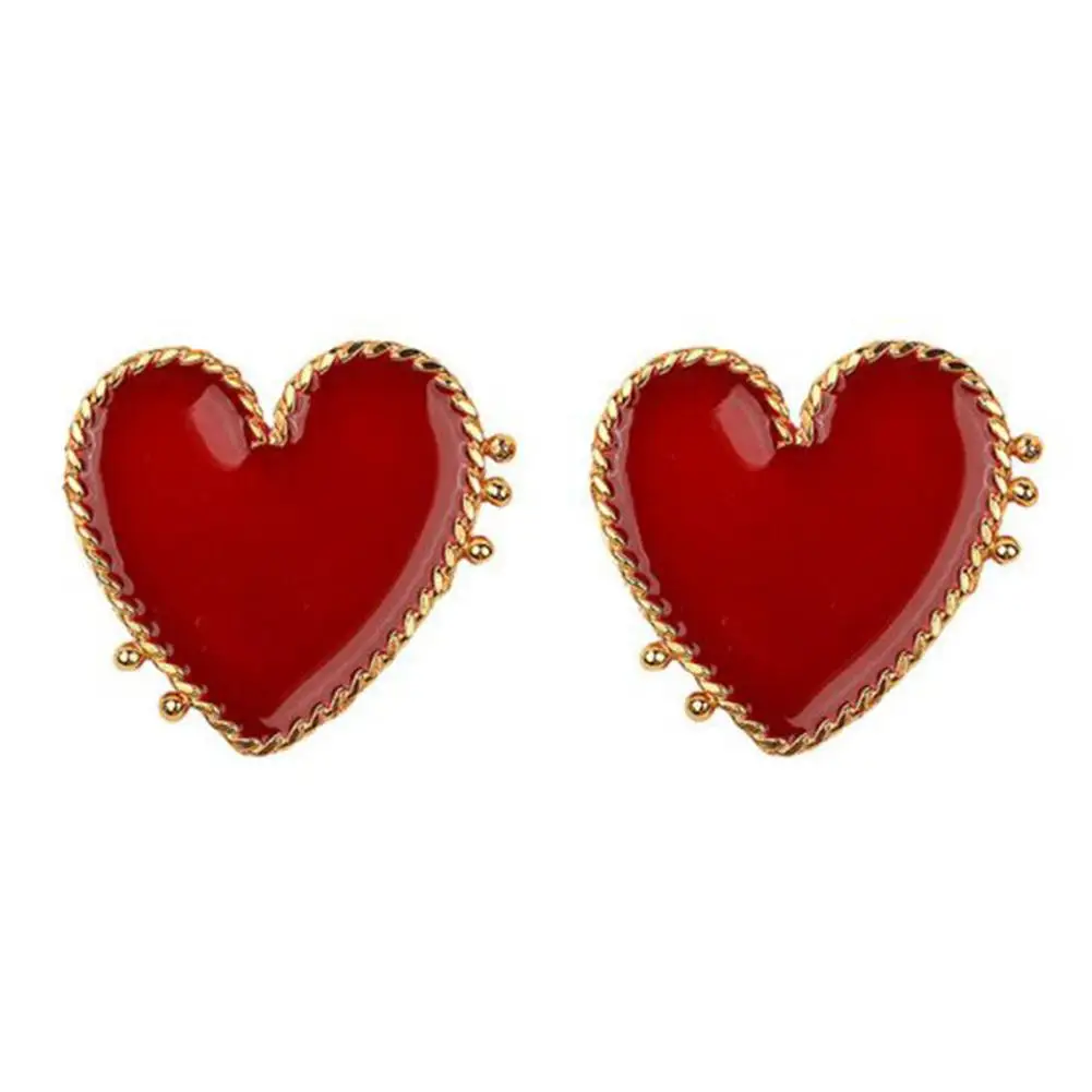 

Fashion Women Love Heart Enamel Ear Stud Earrings Banquet Jewelry Gift Decor New Hot