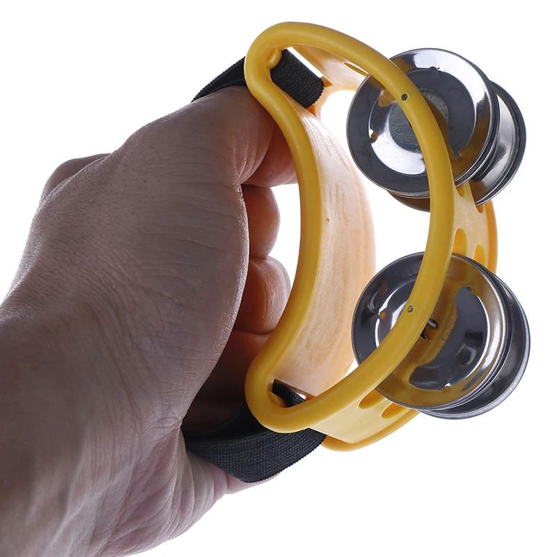 New Half Moon Shape Foot Tambourine Metal Jingle Bell Percussion Musical Instrument Box Drum Companion Accessory