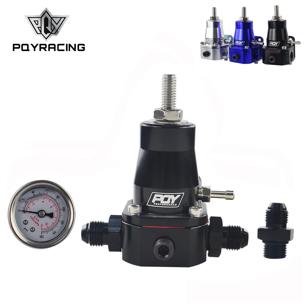 PQY UNIVERSAL FUEL PRESSURE REGULATOR + GAUGE + AN6 FITTING 30 70 PSI