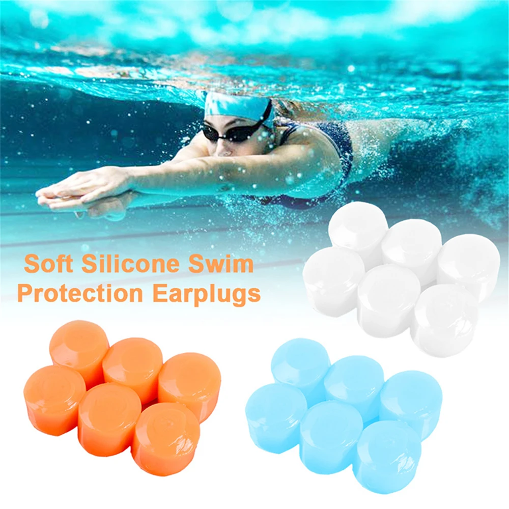 

6Pcs/Box Waterproof Silicone Soft Water Sports Earplugs Mouldable Showering Protective Swimming Earplugs Anti-noise Earmuffs