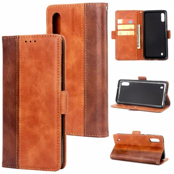 

100pcs/lot Retro Color collision splicing 3 Card leather skin cover case for Samsung Galaxy A30 A50 M10 M20 M30 phone case