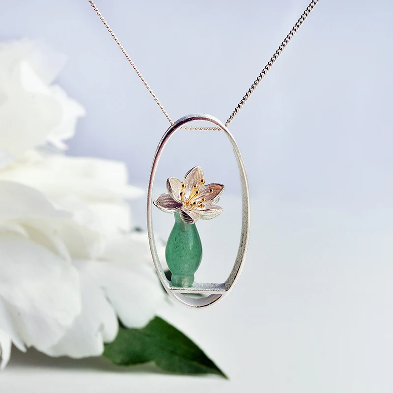 Lotus весело момент Настоящее стерлингового серебра 925 Натуральный камень