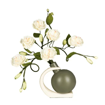 

Overall floral Chinese rose ceramics vases ornaments home decor craft flowers vase porcelain figurines room wedding decorations