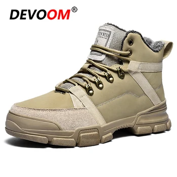 

2018 New Winter Men Hiking Shoes leather Shoes Climbing Boot New popular Outdoor Shoes 2018 Winter Warm Fur Shoes Size 39-44