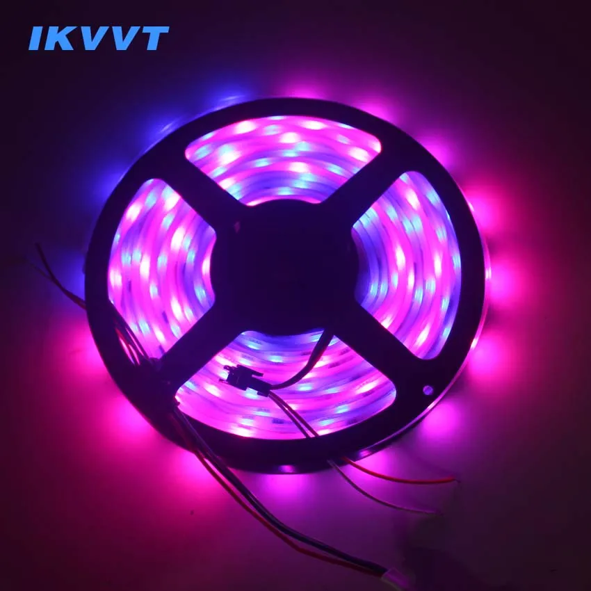 

IKVVT WS2811 LED Strip Light Waterproof 5m 5050RGB LED Ribbon Tape with RF Wireless Controller Pixels IC Programmable DC12V Plug