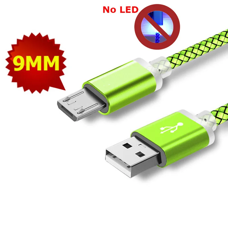 

9mm Extra Long Micro USB Plug Cable Extended Head Connector Cabel for Mobile Cell Phone Smartphone Long Tip Nylon Braided Cord