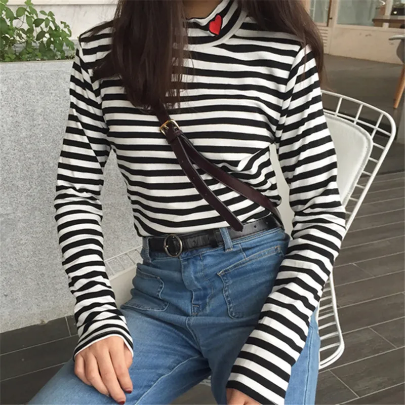 striped shirt with red heart