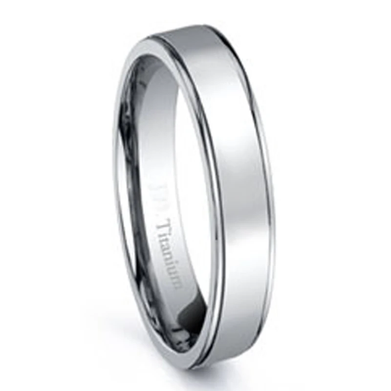 Обручальное кольцо из титана с плоской полированной отделкой 4 мм TI012RW|jewelry ring