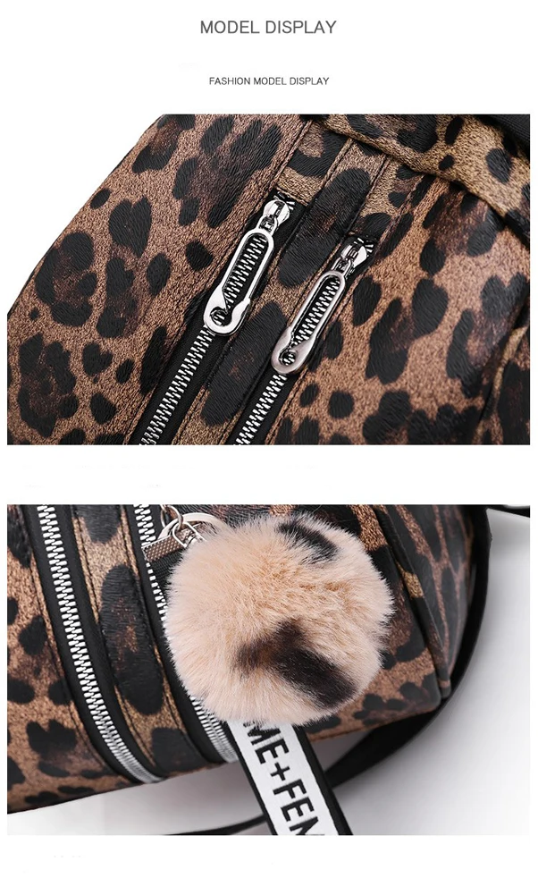 Женский модный рюкзак с леопардовым принтом из искусственной кожи, водонепроницаемая сумка на плечо для колледжа