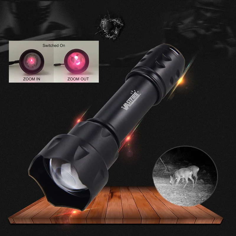 

400yard Zoomable Focus Tactical Infrared Radiation Weapon Light 7 Watt 850nm Led IR Night Vision Hunting Flashlight Gun Light