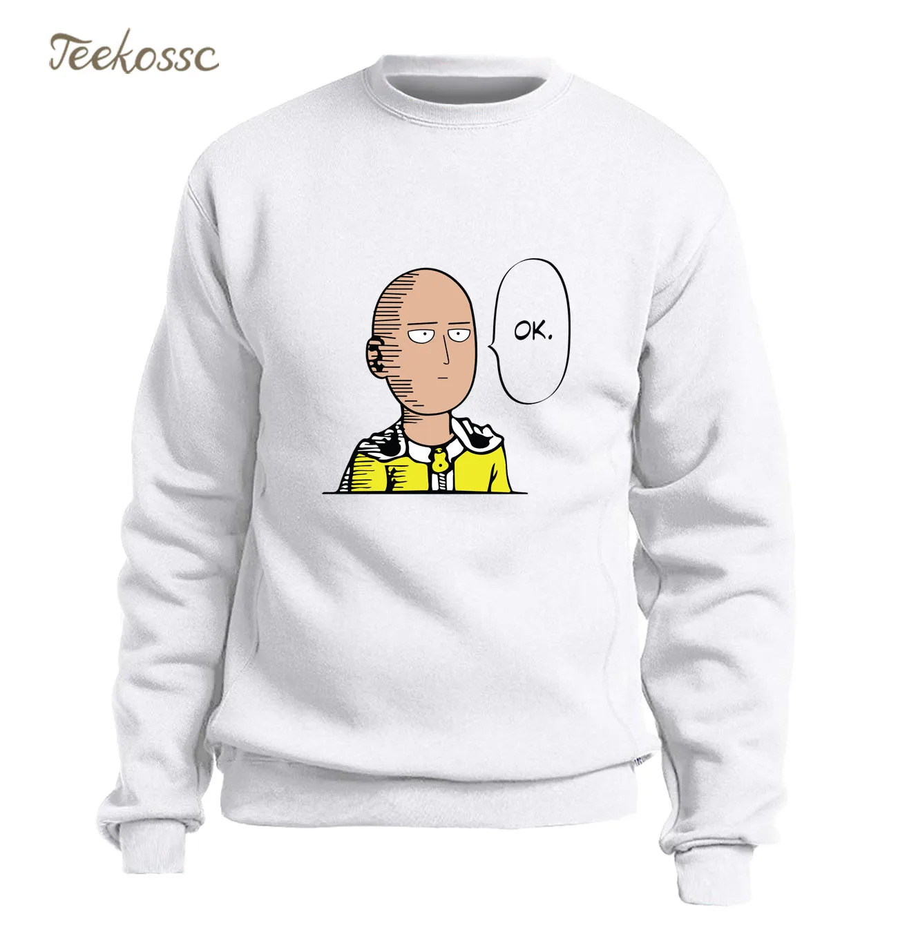 Аниме One Punch Man толстовка мужская Белая 2018 зима осень флис теплая Saitama толстовки