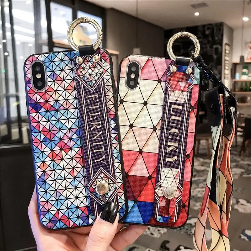 

Grid lanyard mobile phone case for honor 8X 10 LITE V20 for huawei p20 p30 pro nova 3 3i 3e 2s 4 4e mate 20 20p 20x cases