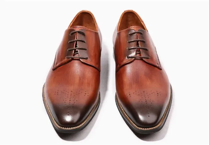 Del Negro Negocio Toallita A Brogue chocolate Cordón De Pie Británico Derby Dedo Tallados Todo Fósforo Vestido Cuero Zapatos Mano Hecho UvFnAaq