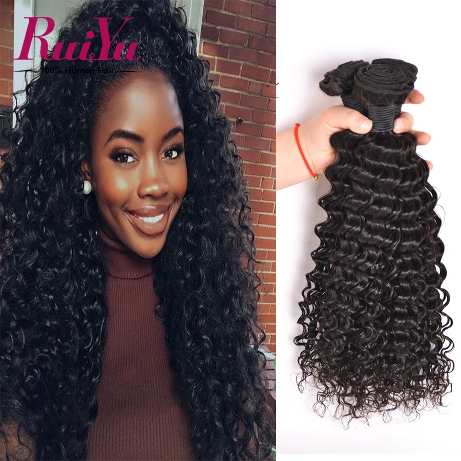 

8A Brazilian Deep Curly Virgin Hair Unprocessed Mink Brazilian Deep Wave Virgin Hair 3 Bundles RuiYu Human Hair Weave Extensions