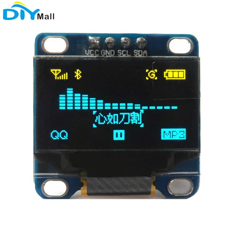 0,9" 0,96 дюйма OLED модуль дисплея, ЖКИ Экран 128X64 I2C IIC Серийный SSD1306 для Arduino 51 MSP420 STIM32 SCR - Комплект: Yellow and Blue