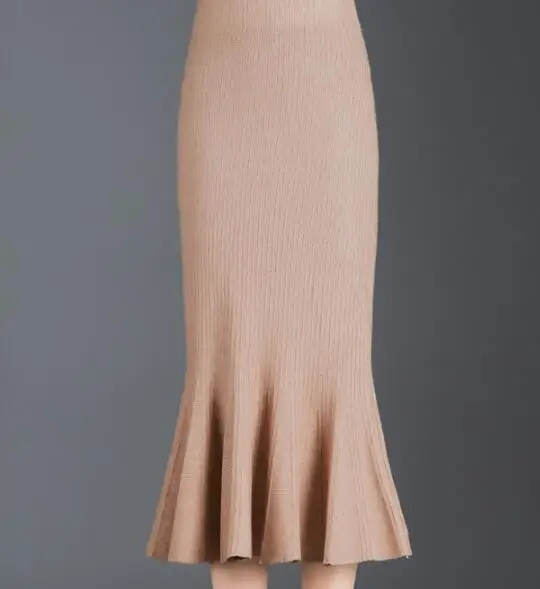 Cultiseed женские осенние длинный вязаный свитер юбки, Цвет Высокая Талия элегантные офисные юбки нарядные юбки