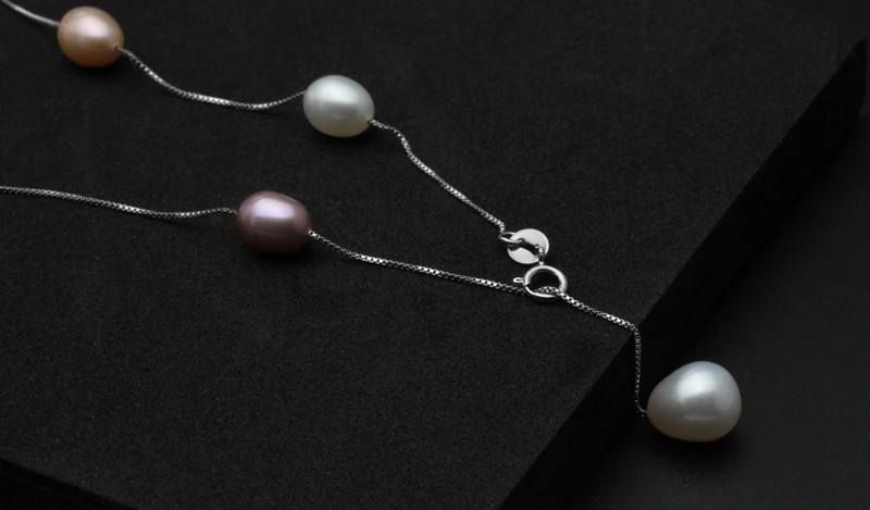 Модная многоцветная Регулируемая цепочка из стерлингового серебра 925 пробы, Настоящее натуральное пресноводное жемчужное ожерелье, подвеска, ювелирное изделие для женщин
