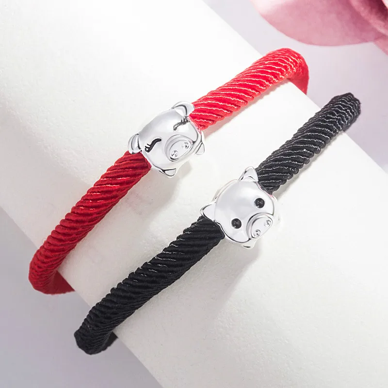 

Pig Animal Year Porket Red Rope Bracelet Lovers Knitting Jewelry Adjustable