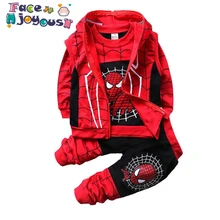 Комплект одежды «Человек-паук» для маленьких мальчиков, хлопковый спортивный костюм футболка+ штаны+ куртка, костюм «Человек-паук» из 3 предметов детский спортивный костюм