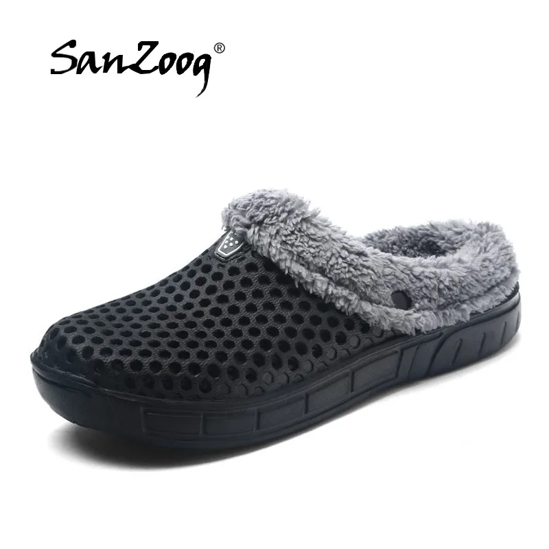 

Super Cool New Winter Jelly Shoes Men Sandals with Fur 2018 Casual Man Flip Flops Warm Fashion Men's Indoor footwear for Unisex