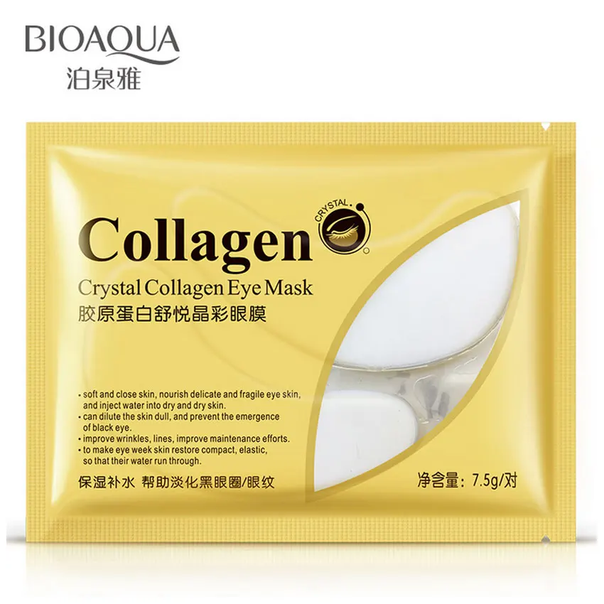 

10pcs=5bag=5pair Hot Sale BIOAQUA Crystal Collagen Eye Mask Sticker Anti-aging Anti-puffiness Dark Circles Moisturizing Eye Care