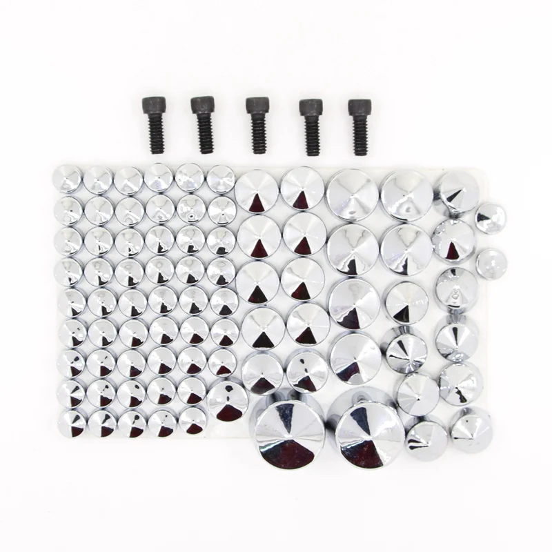 Partol 84pcs/ Set Motorcycle ABS Chrome Bolts Caps Topper Cover Screws