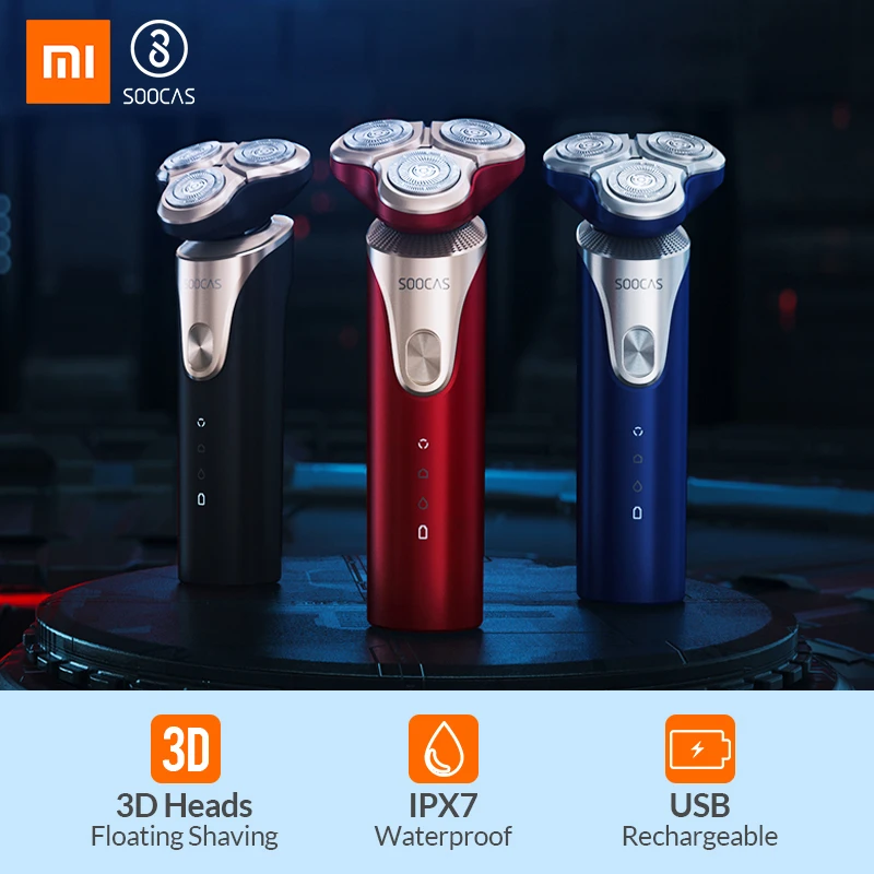 

Xiaomi Mijia SOOCAS S3 Electric Shaver For Men 3 Cutter Head Dry Wet Shaving Wireless USB Rechargeable Waterproof Razor
