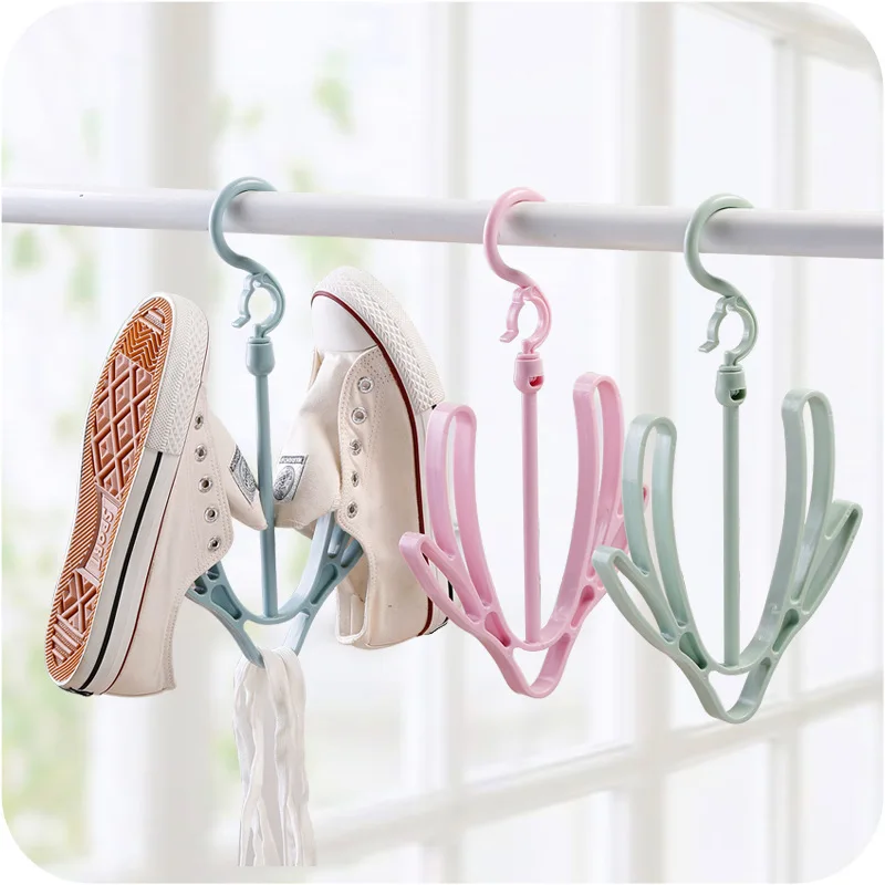 

1pc Home storage Multi-purpose shoe rack balcony clothes rack to dry shoe rack creative double hook shoe hanger hanging shoe