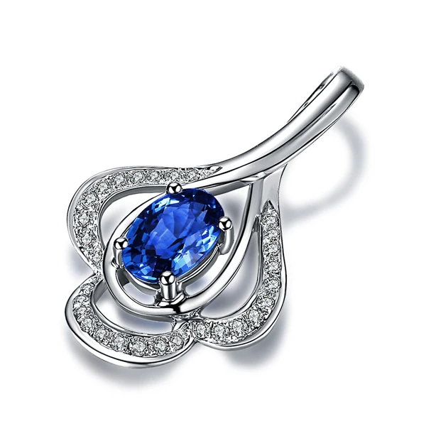 GVBORI сапфировый драгоценный камень алмазный кулон+ цепочка из стерлингового серебра 925 пробы ожерелье ювелирные украшения для женщин Валентина
