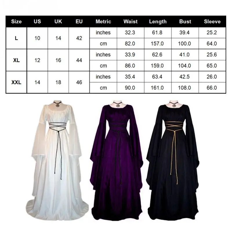 Женское платье на Хэллоуин вечернее с длинным рукавом готическое средневековое
