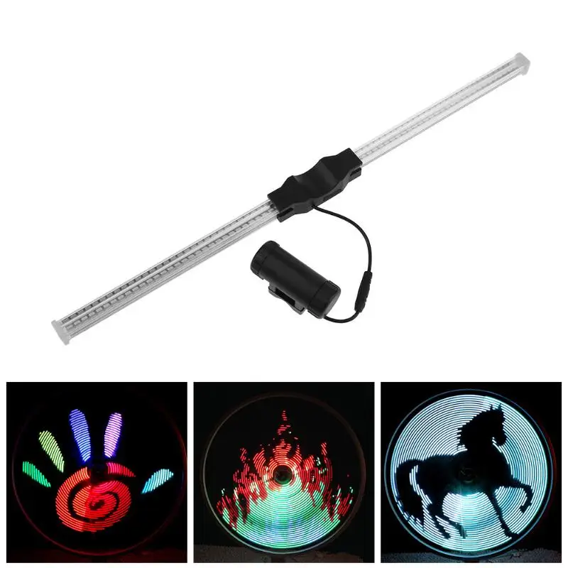 

64 LED DIY Bicycle Light Programmable Bike Wheel Spokes Light Motor Tire Lamp Screen Display Image For Night Cycling