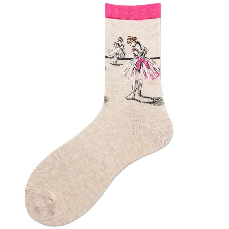 Пара носков мужские женские хлопковые носки с героями мультфильмов художественные Печатные Красочные известные картины модные Необычные Повседневные носки подарок - Цвет: 6