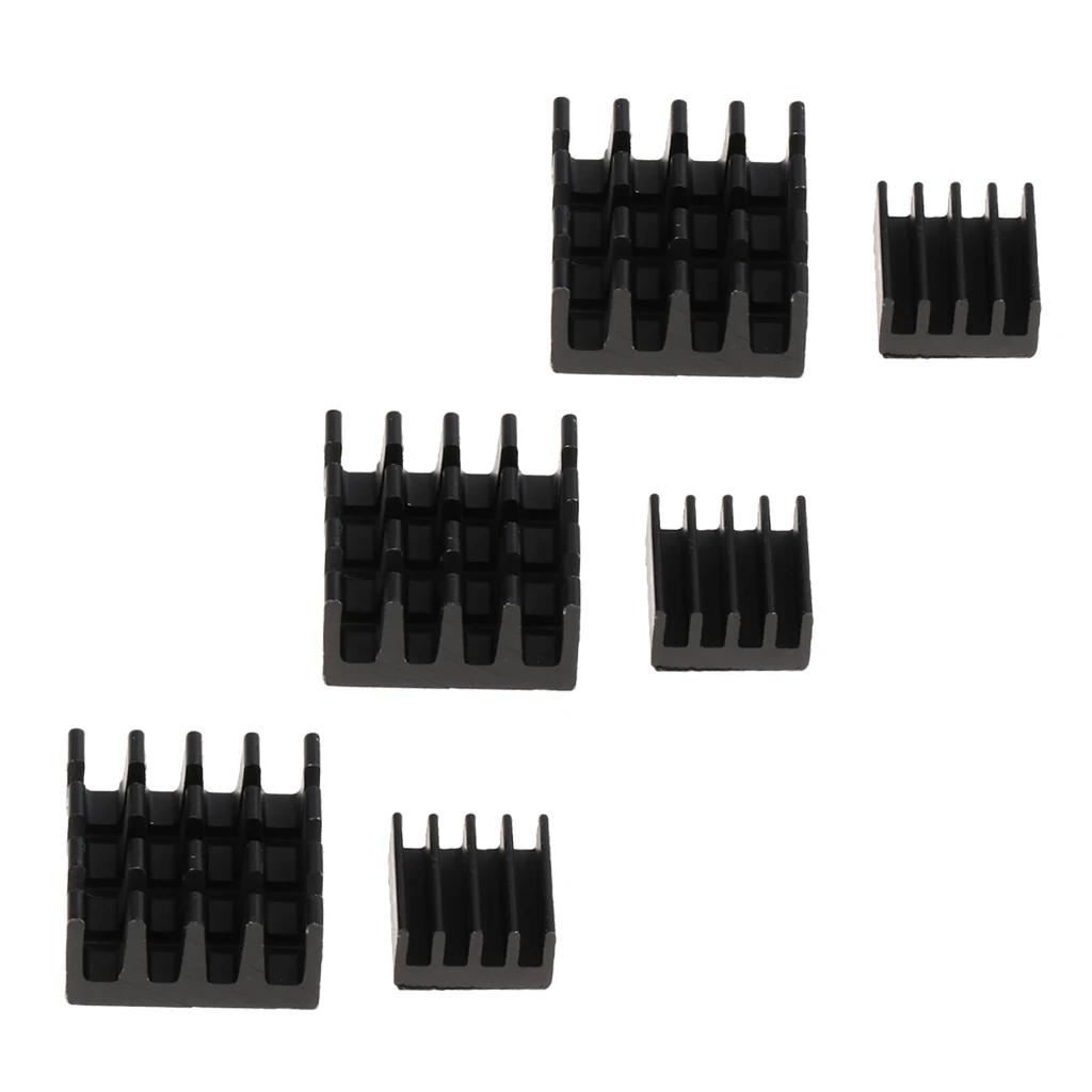 

6Pcs/Set 14*14*4mm Black Adhesive Aluminum Heat sink Cooler Cooling Kit for Raspberry Pi Chip RAM Radiator Heatsink Cooler