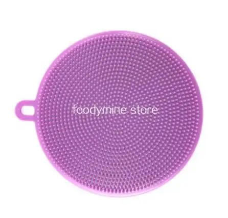 Силиконовая круглая щетка для мытья посуды, для мытья фруктов, овощей, многофункциональная щетка для мытья посуды - Цвет: Purple