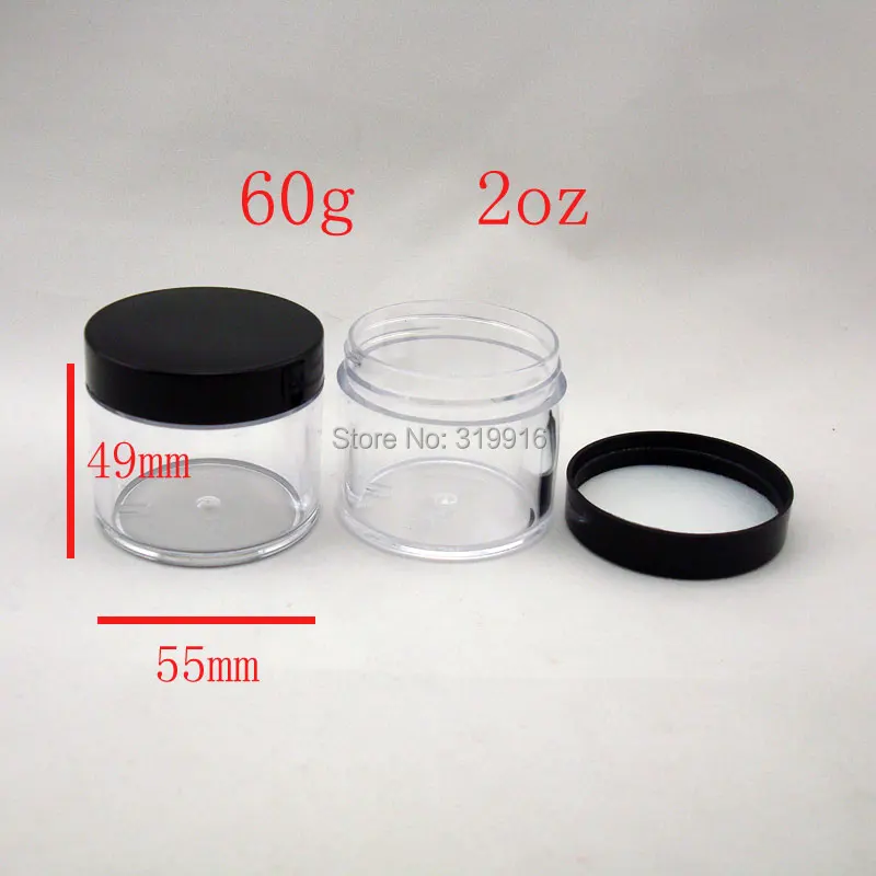 

60g round empty transparent cosmetic plastic jar / container / bottles,2oz mask cosmetic packaging DIY containers 60ml 24pc/lot