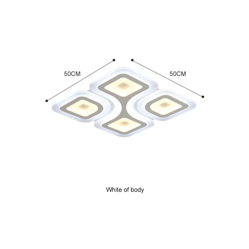 Квадратные современные светодиодные потолочные лампы, приспособление для гостиной, спальни, внутреннего домашнего освещения, декор для ресторана, плафон, плафон - Цвет корпуса: 50 X 50CM  46W
