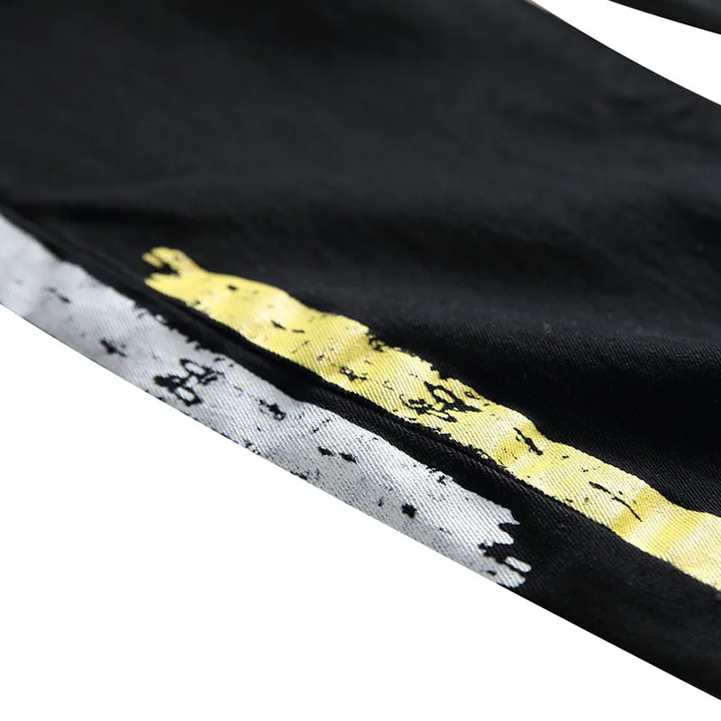 Skinny Jeans Men Clothes Spring Denim Cotton Straight Hole Trousers Distressed Jeans Pants Denim Male Black Jeans