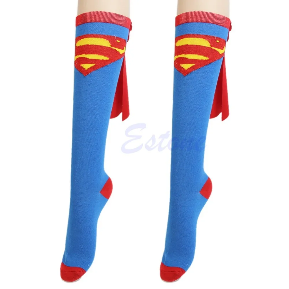Горячая унисекс супер герой, Супермен, Бэтмен по колено с мысом футбол косплей носки
