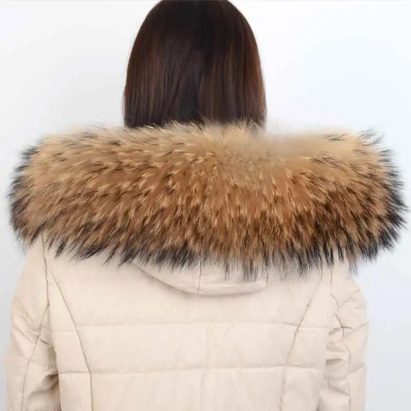 

2018 Winter 100% Real Natural Fur Collar & Womens Scarfs Fashion Coat Sweater Scarves Collar Luxury Raccoon Fur Neck Cap* JKP
