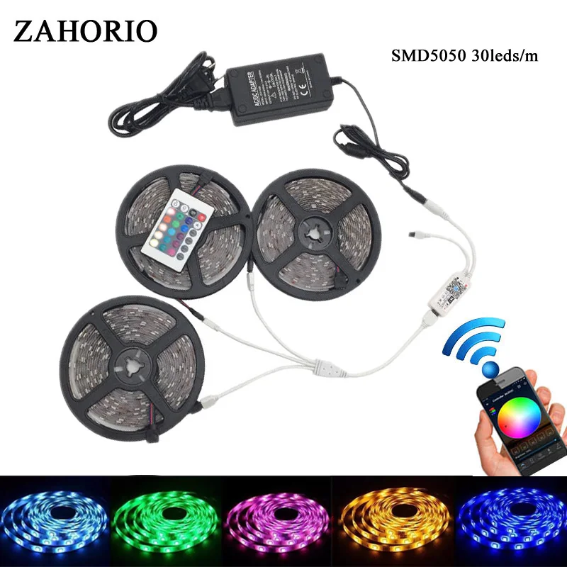 WiFi Светодиодная лента 5 М 5050 2835 DC 12 В 300 светодиодный RGB ленточный светильник