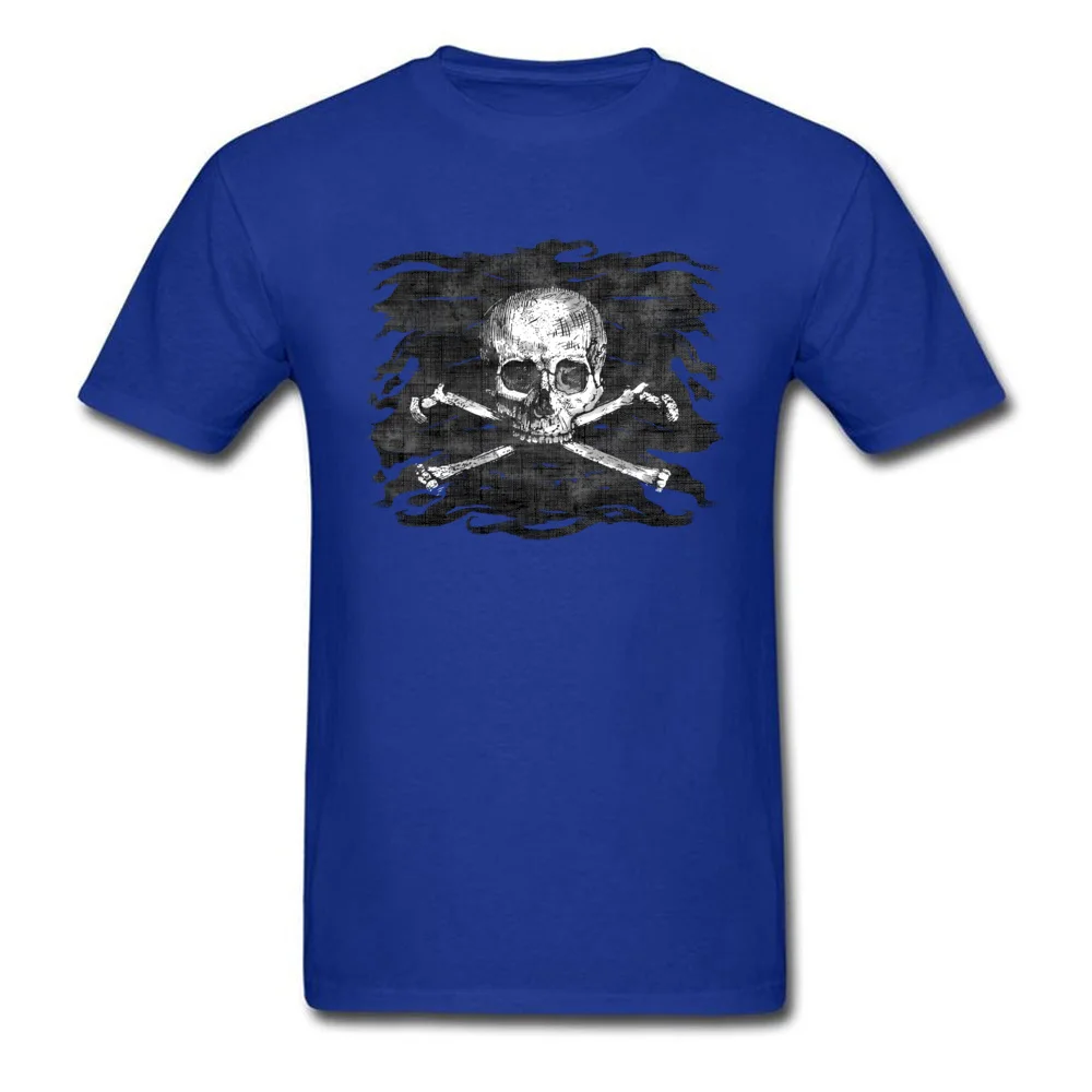 Old Skull Crossbones Pirate Flag Cotton Fabric Tops Shirt for Men Design T Shirts 2018 Discount O Neck T Shirt Short Sleeve Old Skull Crossbones Pirate Flag blue