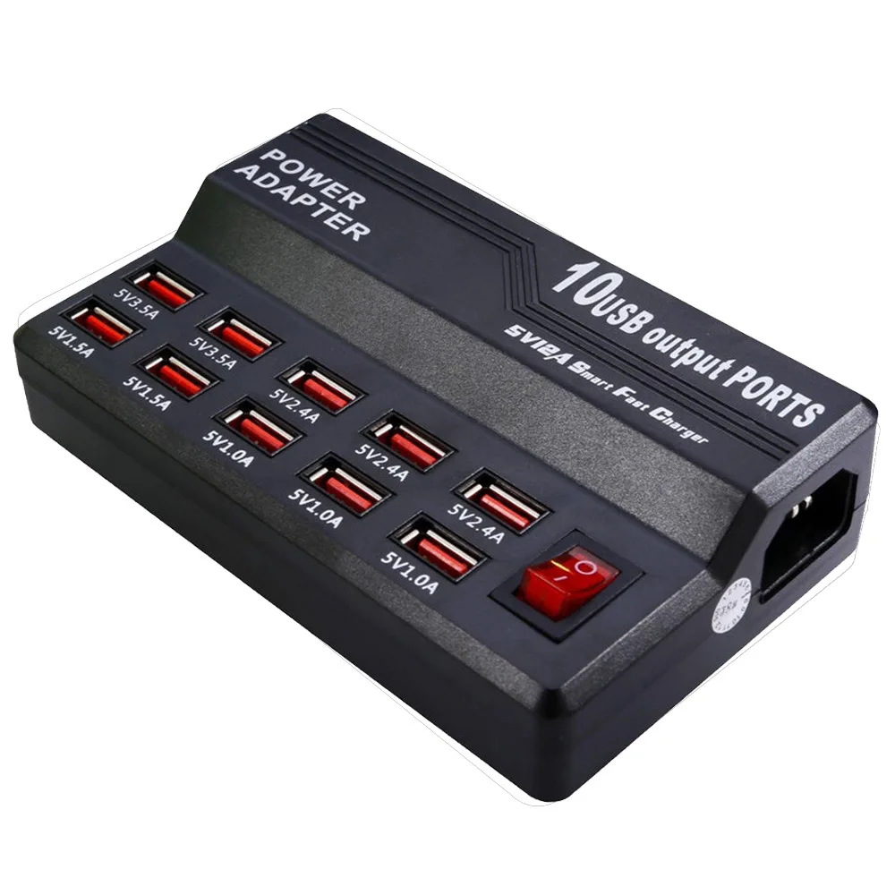 

New 5V12A 10 Port Charging Station Multipe USB Desktop Rapid Charger for Smart Phone Tablet PC for iPhone 7 6 6plus 5 for iPad