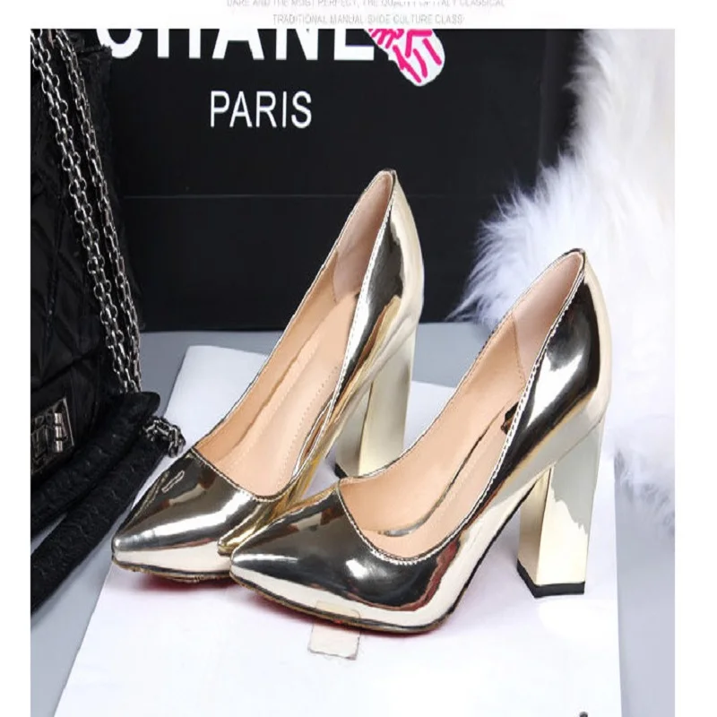 

2017 Spring and autumn new thin sets of sexy silver thick with heels female